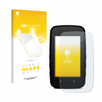 Parte frontal de un envase de producto con el logotipo de la marca upscreen. Al lado se muestra el dispositivo CompeGPS TwoNav