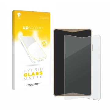 Parte frontal de un envase de producto con el logotipo de la marca upscreen. Al lado se muestra el dispositivo ELLIPAL Titan 2