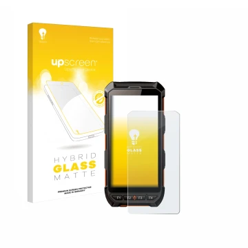 Parte frontal de un envase de producto con el logotipo de la marca upscreen. Al lado se muestra el dispositivo iDTronic C9 RED