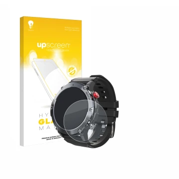 Parte frontal de un envase de producto con el logotipo de la marca upscreen. Al lado se muestra el dispositivo Darmowade Smart