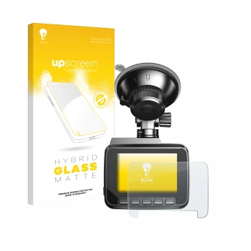 Parte frontal de un envase de producto con el logotipo de la marca upscreen. Al lado se muestra el dispositivo Azdome IT-G63D 