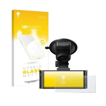 Parte frontal de un envase de producto con el logotipo de la marca upscreen. Al lado se muestra el dispositivo Redtiger F7NS 4