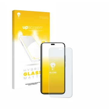 Parte frontal de un envase de producto con el logotipo de la marca upscreen. Al lado se muestra el dispositivo Honor 200 Lite 