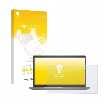 Parte frontal de un envase de producto con el logotipo de la marca upscreen. Al lado se muestra el dispositivo Dell Precision 