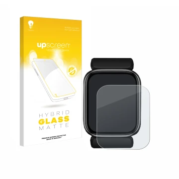 Parte frontal de un envase de producto con el logotipo de la marca upscreen. Al lado se muestra el dispositivo YHE BP Doctor F
