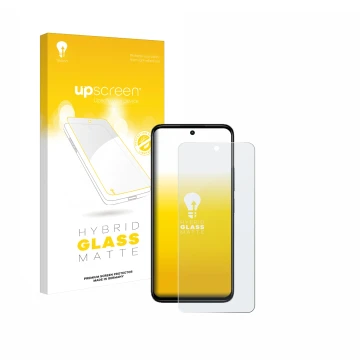 Parte frontal de un envase de producto con el logotipo de la marca upscreen. Al lado se muestra el dispositivo Xiaomi Redmi 13