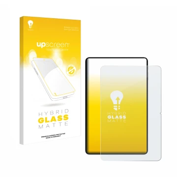 Parte frontal de un envase de producto con el logotipo de la marca upscreen. Al lado se muestra el dispositivo Oukitel OT5S co