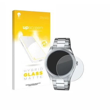 Parte frontal de un envase de producto con el logotipo de la marca upscreen. Al lado se muestra el dispositivo Casio MTP-1302P