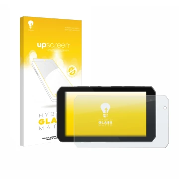 Parte frontal de un envase de producto con el logotipo de la marca upscreen. Al lado se muestra el dispositivo Chigee AIO-5 Pl