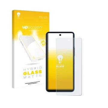 Parte frontal de un envase de producto con el logotipo de la marca upscreen. Al lado se muestra el dispositivo Telekom T Phone