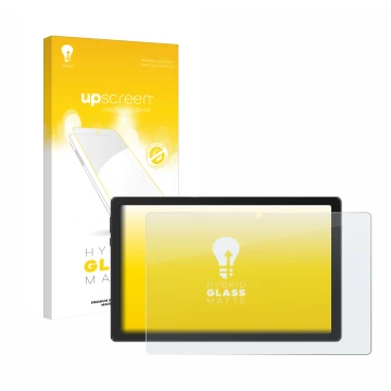 Parte frontal de un envase de producto con el logotipo de la marca upscreen. Al lado se muestra el dispositivo HotLight HOTC10