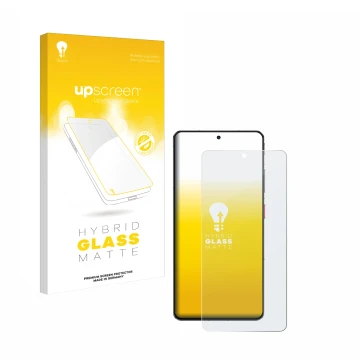 Parte frontal de un envase de producto con el logotipo de la marca upscreen. Al lado se muestra el dispositivo ZTE Nubia Z60S 