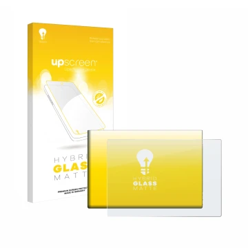 Parte frontal de un envase de producto con el logotipo de la marca upscreen. Al lado se muestra el dispositivo G-STORY 10.1
