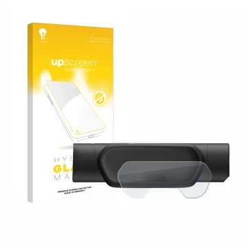 Parte frontal de un envase de producto con el logotipo de la marca upscreen. Al lado se muestra el dispositivo Segway Ninebot 