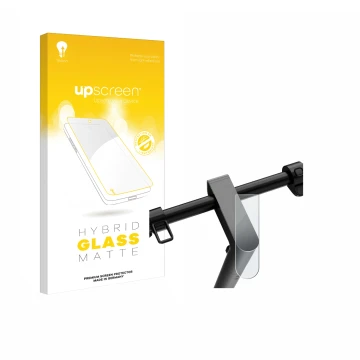 Parte frontal de un envase de producto con el logotipo de la marca upscreen. Al lado se muestra el dispositivo Navee S65 con s