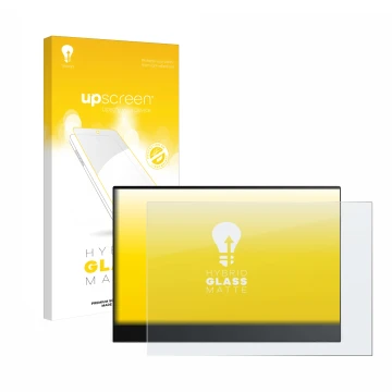 Parte frontal de un envase de producto con el logotipo de la marca upscreen. Al lado se muestra el dispositivo Lenovo ThinkVis