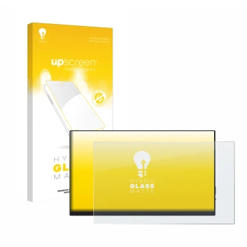 Parte frontal de un envase de producto con el logotipo de la marca upscreen. Al lado se muestra el dispositivo Verbatim PMT-14