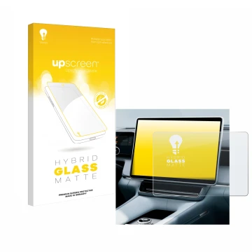 Parte frontal de un envase de producto con el logotipo de la marca upscreen. Al lado se muestra el dispositivo Polestar 4 2025