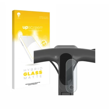 Parte frontal de un envase de producto con el logotipo de la marca upscreen. Al lado se muestra el dispositivo Egret Ey 1 con 