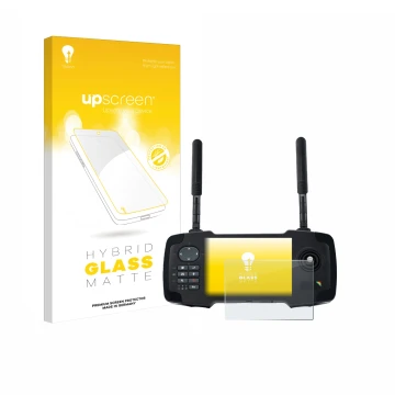 Parte frontal de un envase de producto con el logotipo de la marca upscreen. Al lado se muestra el dispositivo Toslon XR500 co
