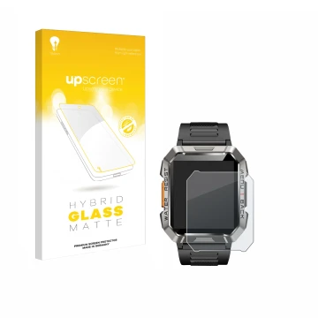Parte frontal de un envase de producto con el logotipo de la marca upscreen. Al lado se muestra el dispositivo Baolubao W60 co
