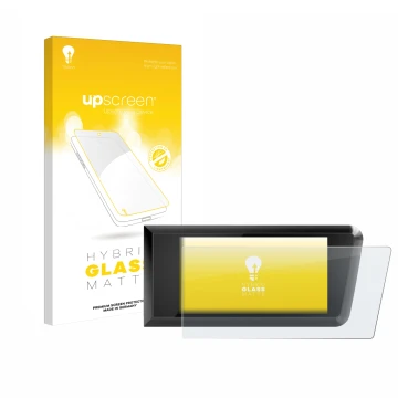 Parte frontal de un envase de producto con el logotipo de la marca upscreen. Al lado se muestra el dispositivo Bosch Purion 40