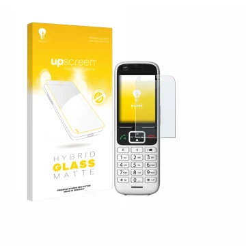 Parte frontal de un envase de producto con el logotipo de la marca upscreen. Al lado se muestra el dispositivo Unify OpenScape