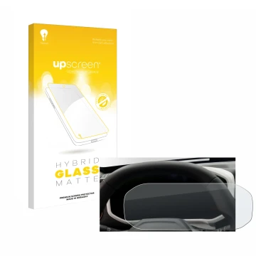 Parte frontal de un envase de producto con el logotipo de la marca upscreen. Al lado se muestra el dispositivo Dacia Duster Ta