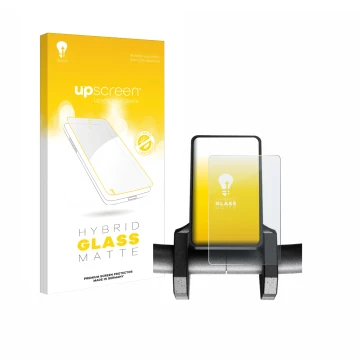 Parte frontal de un envase de producto con el logotipo de la marca upscreen. Al lado se muestra el dispositivo Joyor S5 V1 con