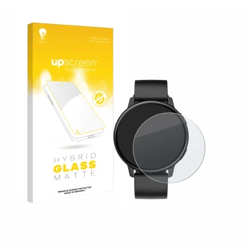 Parte frontal de un envase de producto con el logotipo de la marca upscreen. Al lado se muestra el dispositivo SPC Smartee Duo