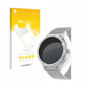 Parte frontal de un envase de producto con el logotipo de la marca upscreen. Al lado se muestra el dispositivo Powerwill Smart