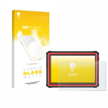 Parte frontal de un envase de producto con el logotipo de la marca upscreen. Al lado se muestra el dispositivo Launch X-431 PR