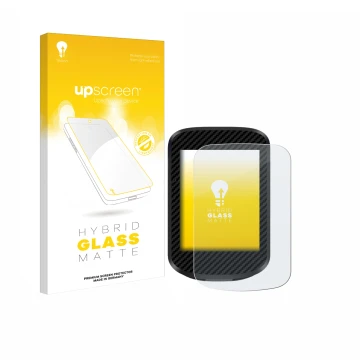 Parte frontal de un envase de producto con el logotipo de la marca upscreen. Al lado se muestra el dispositivo igpsport BSC300