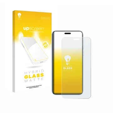 Parte frontal de un envase de producto con el logotipo de la marca upscreen. Al lado se muestra el dispositivo Honor Magic 7 R