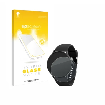 Parte frontal de un envase de producto con el logotipo de la marca upscreen. Al lado se muestra el dispositivo Reflex Active S