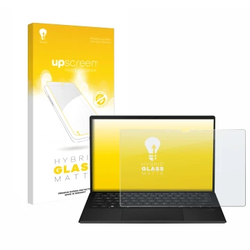 Parte frontal de un envase de producto con el logotipo de la marca upscreen. Al lado se muestra el dispositivo ASUS ROG Flow Z