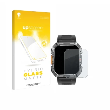Parte frontal de un envase de producto con el logotipo de la marca upscreen. Al lado se muestra el dispositivo Iowodo W60 2