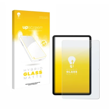 Parte frontal de un envase de producto con el logotipo de la marca upscreen. Al lado se muestra el dispositivo Blackview MEGA 