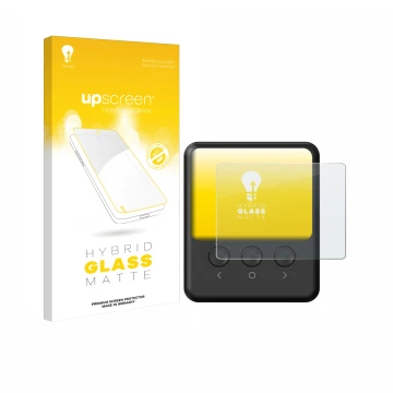 Parte frontal de un envase de producto con el logotipo de la marca upscreen. Al lado se muestra el dispositivo ISDT 608PD con 