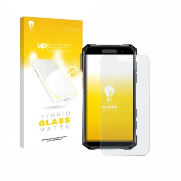 Parte frontal de un envase de producto con el logotipo de la marca upscreen. Al lado se muestra el dispositivo Soyes S10 Max c