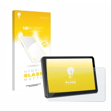 Parte frontal de un envase de producto con el logotipo de la marca upscreen. Al lado se muestra el dispositivo Carpuride W712D
