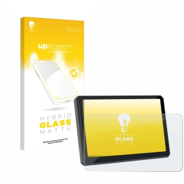 Parte frontal de un envase de producto con el logotipo de la marca upscreen. Al lado se muestra el dispositivo Carpuride W702B