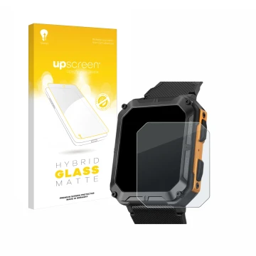 Parte frontal de un envase de producto con el logotipo de la marca upscreen. Al lado se muestra el dispositivo Stahlgear Thor 