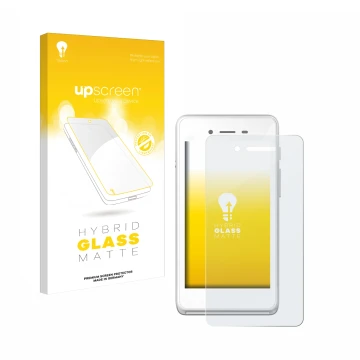 Parte frontal de un envase de producto con el logotipo de la marca upscreen. Al lado se muestra el dispositivo Pax A50 wallee 