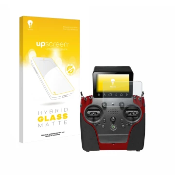 Parte frontal de un envase de producto con el logotipo de la marca upscreen. Al lado se muestra el dispositivo PowerBox System