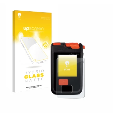 Parte frontal de un envase de producto con el logotipo de la marca upscreen. Al lado se muestra el dispositivo Mammut Barryvox