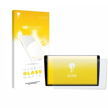 Parte frontal de un envase de producto con el logotipo de la marca upscreen. Al lado se muestra el dispositivo Teyes CC3 9