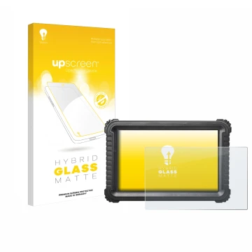 Parte frontal de un envase de producto con el logotipo de la marca upscreen. Al lado se muestra el dispositivo iCarsoft CR Ult