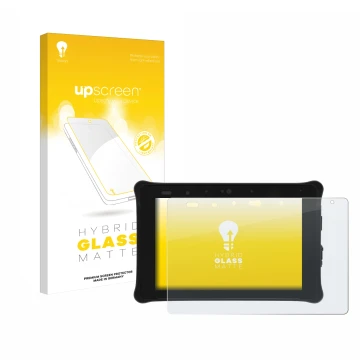 Parte frontal de un envase de producto con el logotipo de la marca upscreen. Al lado se muestra el dispositivo Leica iCON CC18