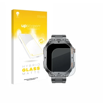 Parte frontal de un envase de producto con el logotipo de la marca upscreen. Al lado se muestra el dispositivo SUNKTA EF9-A 2.